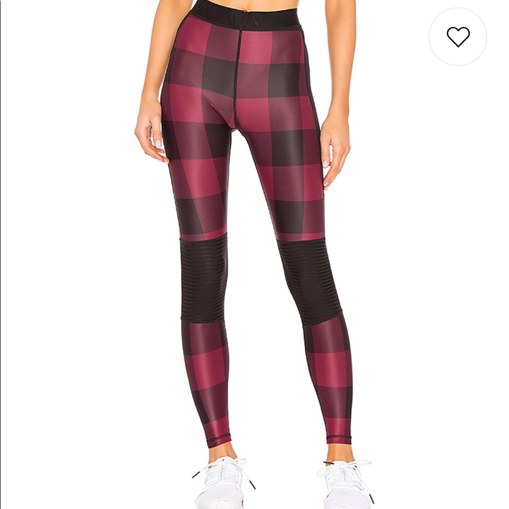 NEW • Alala • Harley Plaid Moto Leggings Pink - Picture 2 of 8